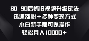 8090后怀旧视频升级玩法,迅速涨粉+多种变现方式,小白新手都可以操作-王总副业网