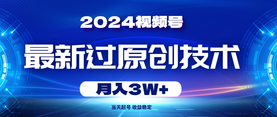 2024视频号最新过原创技术，当天起号，收益稳定，月入3W+-王总副业网