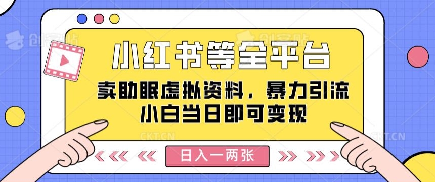 小红书等全平台卖助眠虚拟资料，暴力引流小白当日即可变现，轻松日入一两张-王总副业网