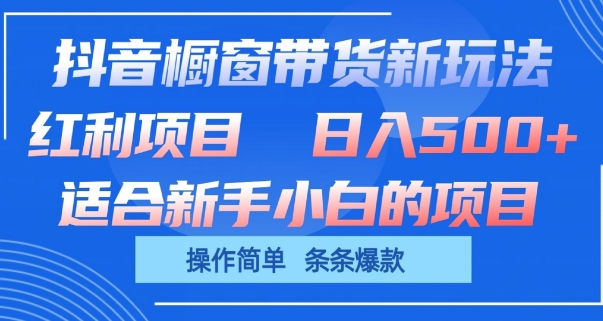 抖音橱窗带货新玩法，单日收益几张，操作简单，条条爆款-王总副业网