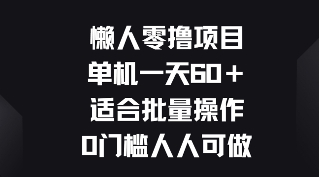 懒人零撸项目，单机一天60+适合批量操作，0门槛人人可做-王总副业网