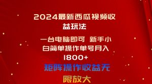 2024最新西瓜视频收益玩法,一台电脑即可 新手小白简单操作单号月入1800+-王总副业网
