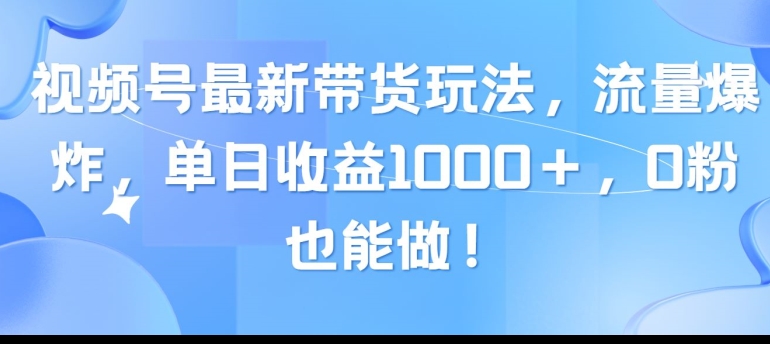 视频号最新带货玩法，流量爆炸，当天就有收益，0粉也能做-王总副业网