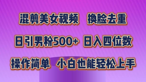 混剪美女视频,换脸去重,轻松过原创,日引色粉500+,操作简单,小白也能轻松上手-王总副业网