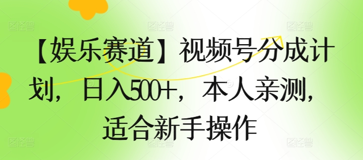 【娱乐赛道】视频号分成计划，日入500+，本人亲测，适合新手操作-王总副业网