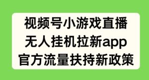 视频号小游戏直播,无人挂机拉新APP,官方流量扶持新政策-王总副业网