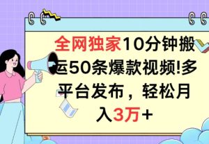 全网独家教学,10分钟搬运80条爆款视频,百分百过原创,多平台发布,长期项目-王总副业网