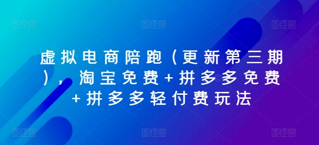 虚拟电商陪跑(更新第三期)，淘宝免费+拼多多免费+拼多多轻付费玩法-王总副业网