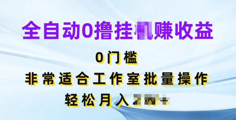 全自动0撸挂机赚收益，无门槛，非常适合工作室批量操作-王总副业网