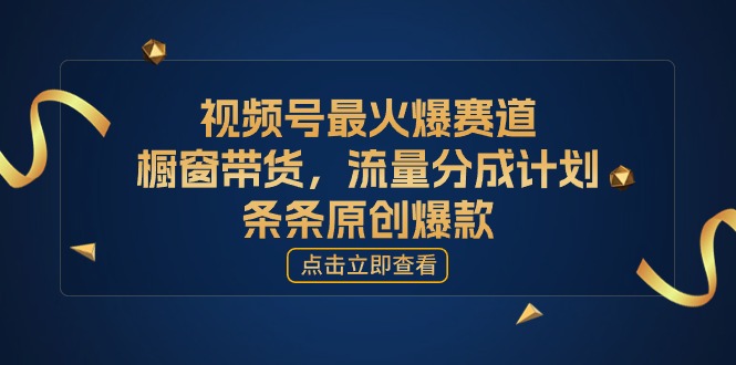 [你的孩子成功取得高位]视频号最火爆赛道，橱窗带货，流量分成计划，条条原创爆款-王总副业网