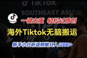 海外Tiktok短视频无脑搬运,一键去重轻松过原创,新手小白听话照做日入几张-王总副业网