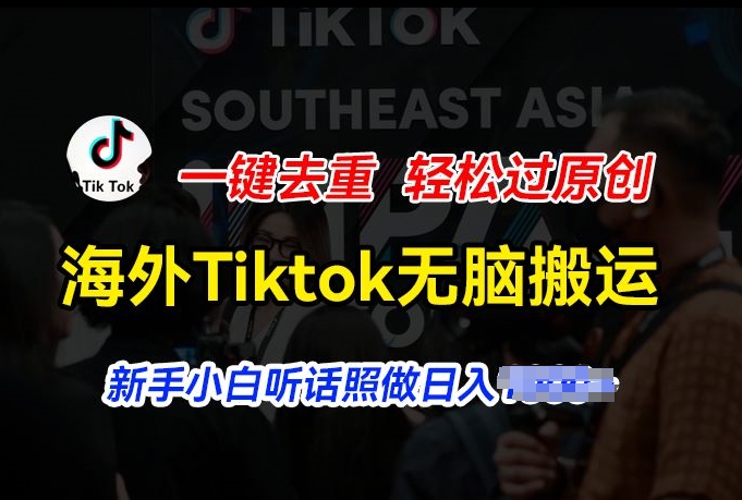 海外Tiktok短视频无脑搬运，一键去重轻松过原创，新手小白听话照做日入几张-王总副业网