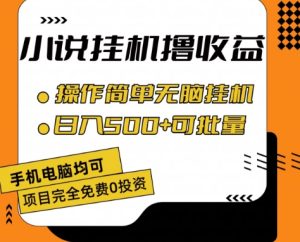 小说全自动挂机撸收益,操作简单,日入500+可批量放大-王总副业网