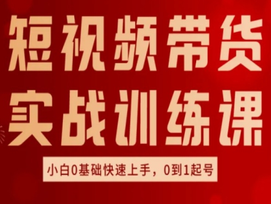 短视频带货实战训练课，好物分享实操，小白0基础快速上手，0到1起号-王总副业网