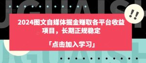 2024图文自媒体掘金赚取各平台收益项目,长期正规稳定-王总副业网