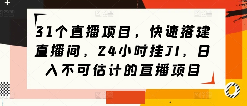 31个直播项目，快速搭建直播间，24小时挂JI，日入不可估计的直播项目-王总副业网