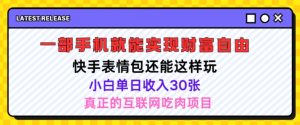 快手表情包项目还能这样玩,小白单日也可躺赚几张,操作超简单-王总副业网