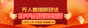 快手直播间转播玩法简单躺赚,真正的全无人直播,小白轻松上手月入1W+-王总副业网