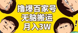撸爆百家号3.0,无脑搬运,无需剪辑,有手就会,一个月狂撸3万-王总副业网