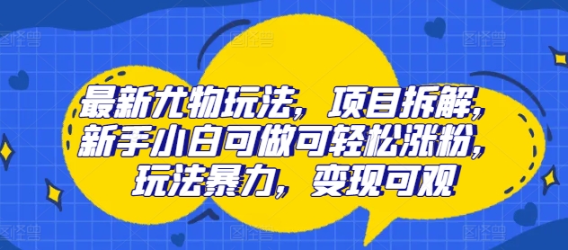 最新尤物玩法，项目拆解，新手小白可做可轻松涨粉，玩法暴力，变现可观-王总副业网