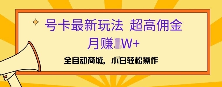 号卡最新玩法，高佣金当日出单，月赚1W+-王总副业网