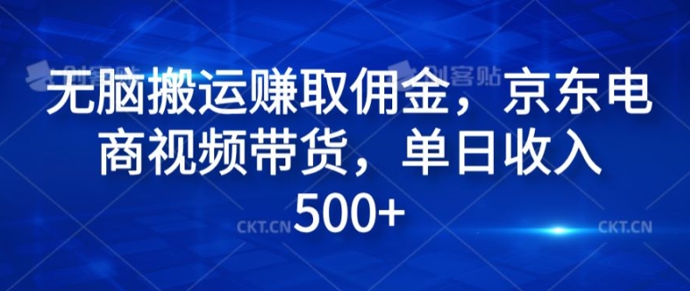 无脑搬运赚取佣金，京东电商视频带货，单日收入500+-王总副业网