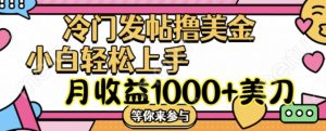 冷门发帖撸美金项目,月收益1000+美金,简单无脑,干就完了-王总副业网