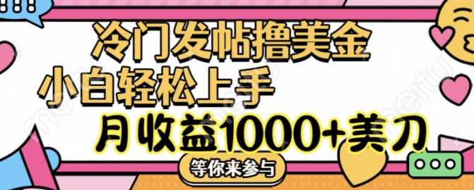 冷门发帖撸美金项目，月收益1000+美金，简单无脑，干就完了-王总副业网