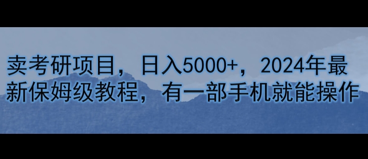 卖考研资料，日入5000+，2024年最新保姆级教程，有一部手机就能操作-王总副业网