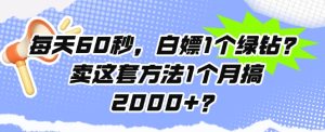 每天60秒,白嫖1个绿钻?卖这套方法1个月搞2000+?-王总副业网