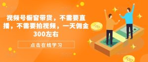 视频号橱窗带货,不需要直播,不需要拍视频,一天佣金300左右-王总副业网