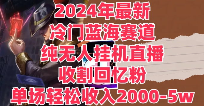 2024年最新冷门蓝海赛道，纯无人挂JI直播，收割回忆粉，单场收入轻松2000-5w+-王总副业网