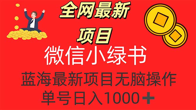 全网最新项目，微信小绿书，做第一批吃肉的人，一天十几分钟，单号日入1000+-王总副业网