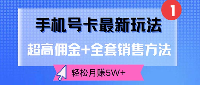 手机号卡最新玩法，超高佣金+全套销售方法，轻松月赚5W+-王总副业网