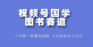 视频号国学图书赛道,十分钟一条精选视频,小白轻松月入过万-王总副业网
