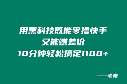 用黑科技既能零撸快手又能赚差价，10分钟轻松搞定1100+-王总副业网