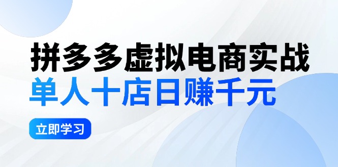 拼夕夕虚拟电商实战：单人10店日赚千元，深耕老项目，稳定盈利不求风口-王总副业网