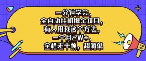 一分钟学会,全自动挂机掘金项目,有人用我这个方法,一个月2W+,全程无干预,超简单-王总副业网