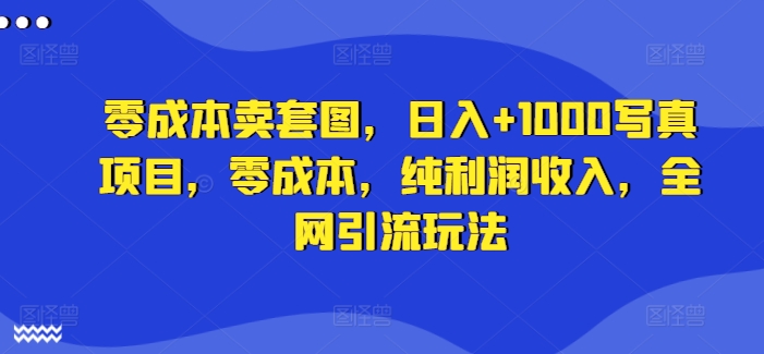 零成本卖套图，日入+1000写真项目，零成本，纯利润收入，全网引流玩法-王总副业网