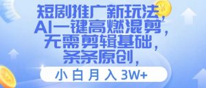 短剧推广新玩法,AI一键高燃混剪,无需剪辑基础,条条原创,小白月入3W+-王总副业网