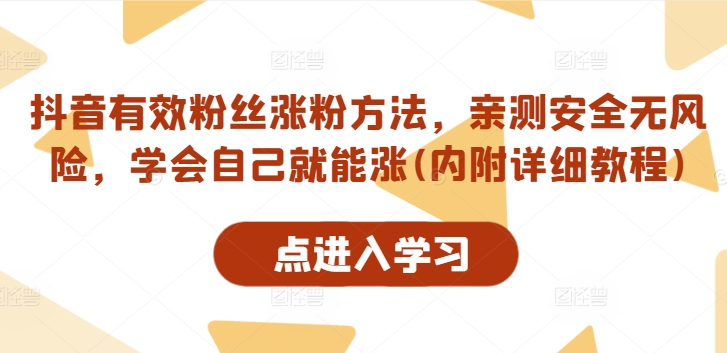 抖音有效粉丝涨粉方法，亲测安全无风险，学会自己就能涨(内附详细教程)-王总副业网