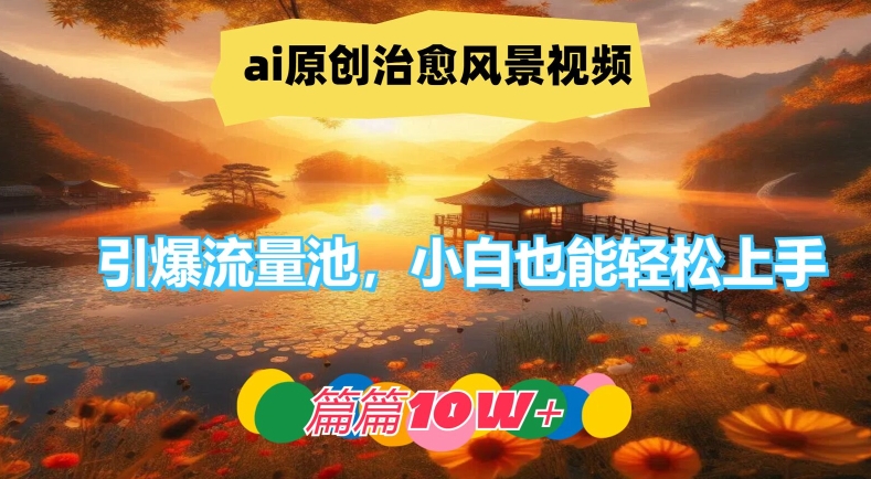 ai原创治愈风景视频，引爆流量池，小白也能轻松上手，篇篇10w+-王总副业网