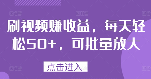 刷视频赚收益，每天轻松50+，可批量放大-王总副业网