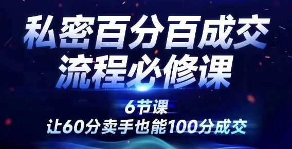 私密百分百成交流程线上训练营，绝对成交，让60分卖手也能100分成交-王总副业网