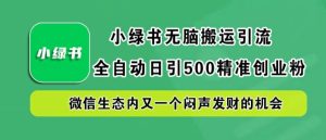 小绿书无脑搬运引流,全自动日引500精准创业粉,微信生态内又一个闷声发财的机会-王总副业网