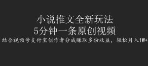 小说推文全新玩法,5分钟一条原创视频,结合视频号支付宝创作者分成赚取多份收益,轻松月入1W+-王总副业网