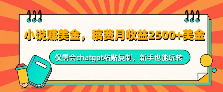 小说赚美金，稿费月收益2.5k美金，仅需会chatgpt粘贴复制，新手也能玩转-王总副业网