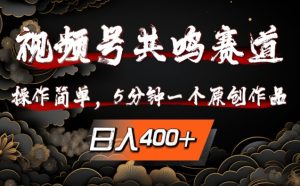 视频号共鸣赛道,操作简单,5分钟1个原创作品,日入几张-王总副业网