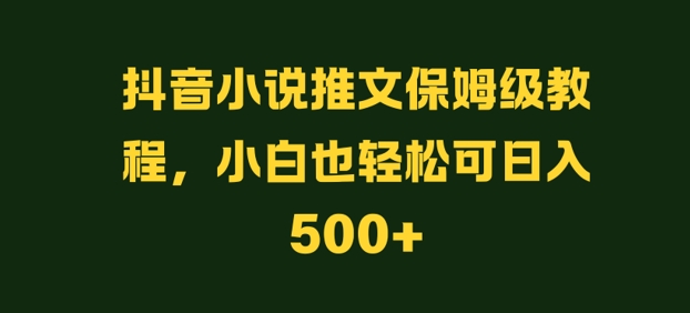 抖音小说推文保姆级教程，小白也轻松可日入500+-王总副业网