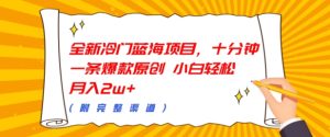 全新冷门蓝海项目,十分钟一条爆款原创,小白轻松月入过w+(附完整渠道)-王总副业网